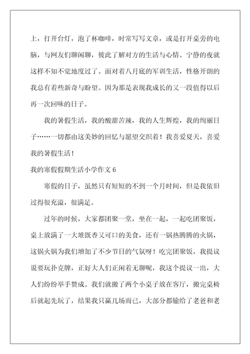2022年我的寒假假期生活小学作文9篇