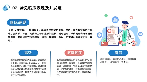 蓝色商务简约肺部感染健康宣教商务通用PPT模板