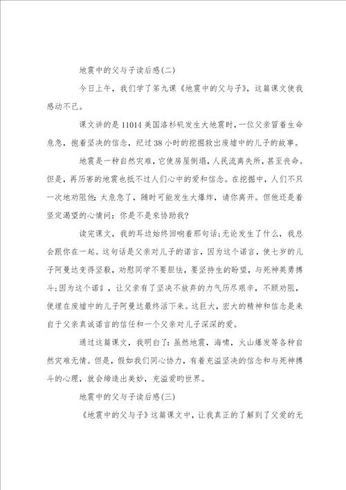 地震中的父与子读后感范文400字