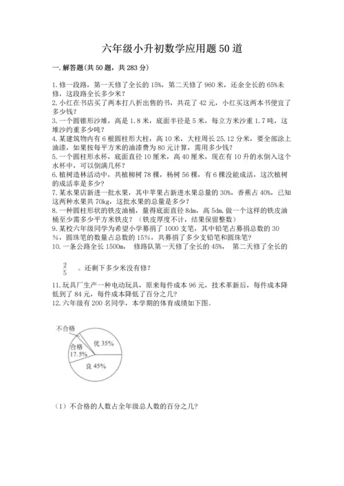 六年级小升初数学应用题50道（考点梳理）.docx