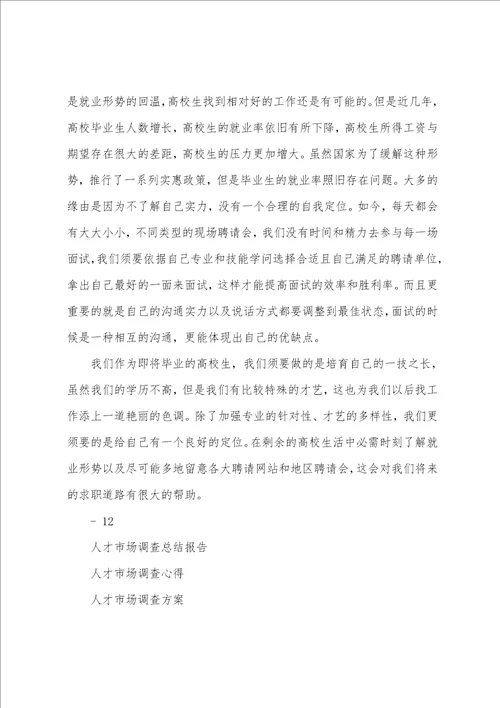 人才市场调查总结报告