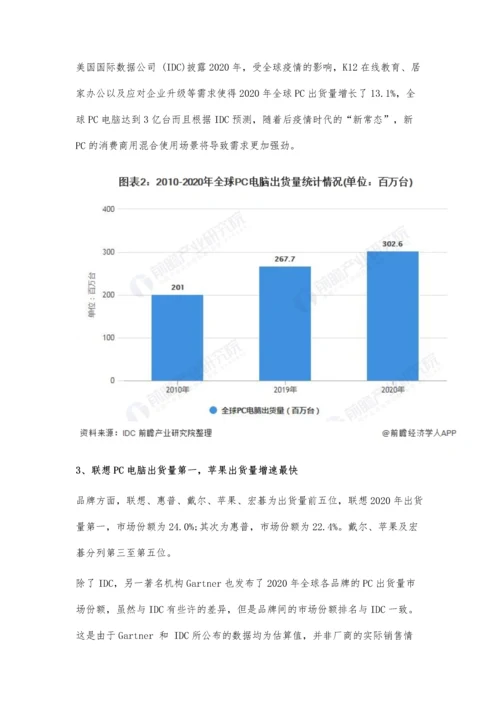 全球PC电脑行业市场现状、竞争格局及发展前景分析-后出货量或将下降.docx