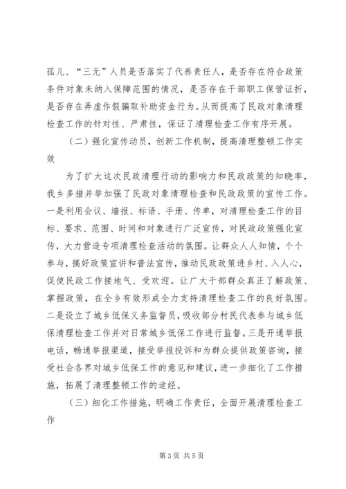 乡镇年度民政对象清理检查工作总结.docx