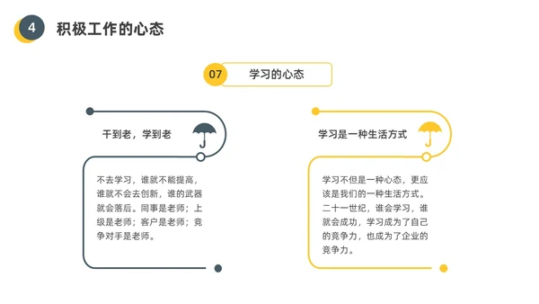 黄色水彩插画员工的十大心态企业培训PPT课件人际交往
