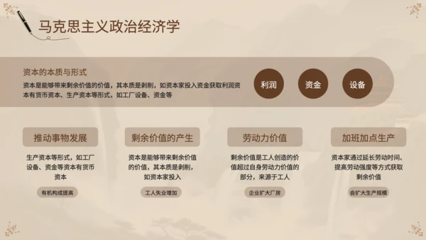 黄色中国风《马克思主义基本原理》思维导图PPT