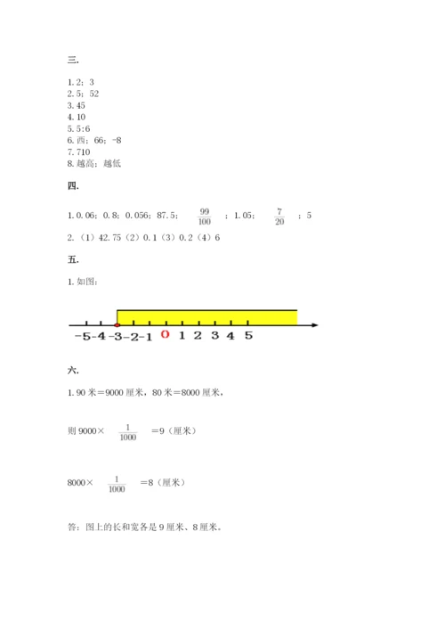 人教版数学六年级下册试题期末模拟检测卷及参考答案（黄金题型）.docx