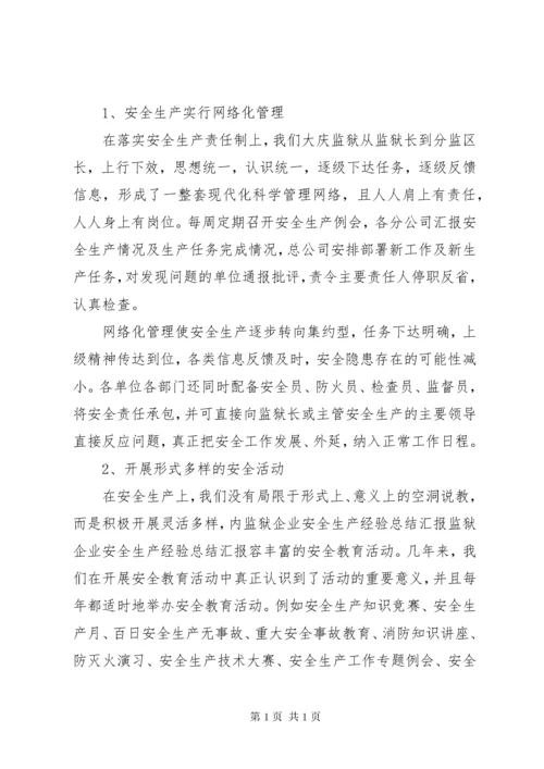 监狱企业安全生产经验总结汇报 (5).docx