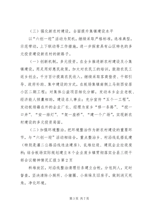 乡镇贯彻落实全县三级干部会议精神情况汇报3.docx