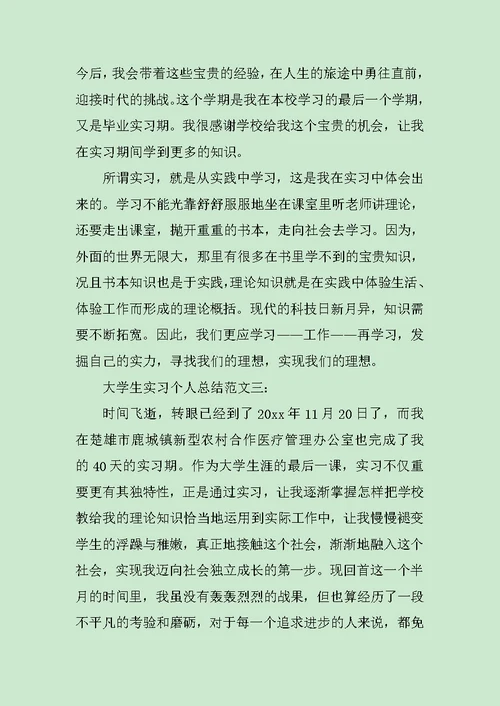 大学生实习个人总结范文3篇范文