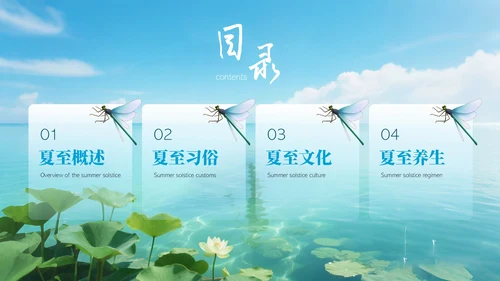 蓝色简约节日节气之夏至PPT模板