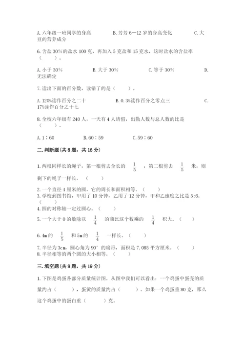 小学数学六年级上册期末测试卷含答案【模拟题】.docx