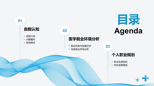 蓝色简约风医学生职业生涯规划展示PPT模板