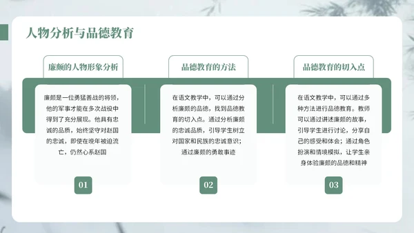 深绿色中国风廉颇生平介绍语文课件PPT