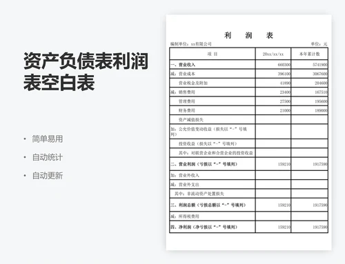 资产负债表利润表空白表