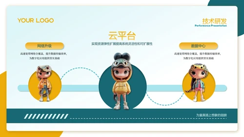 蓝橙色3D风商务总结计划PPT模板