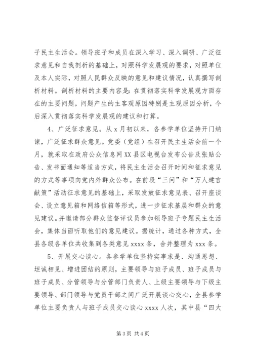 全县专题民主生活会情况总结.docx