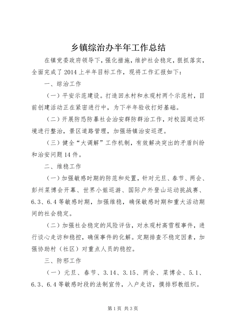 乡镇综治办半年工作总结.docx