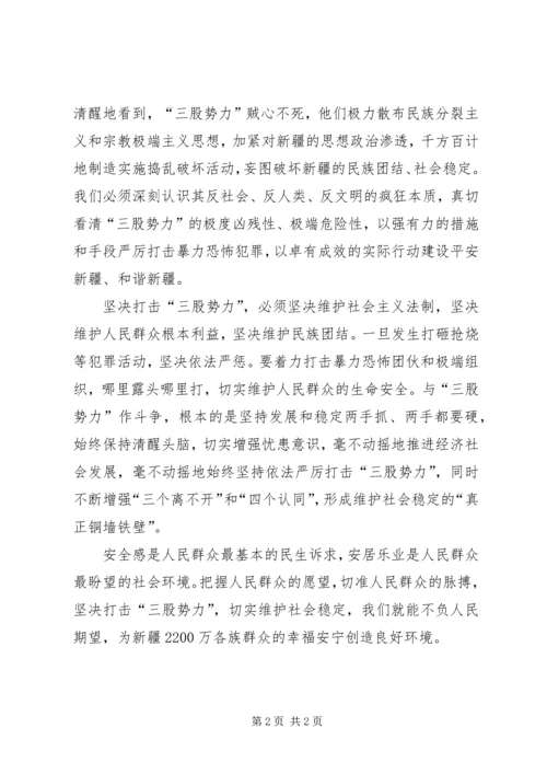 坚决打击“三股势力”,全力维护民族团结心得体会[最终版] (3).docx