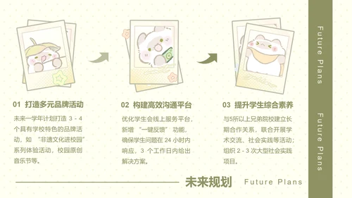 卜卜猫黄色卡通风学生会述职