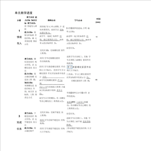 机械制图课程单元教学设计