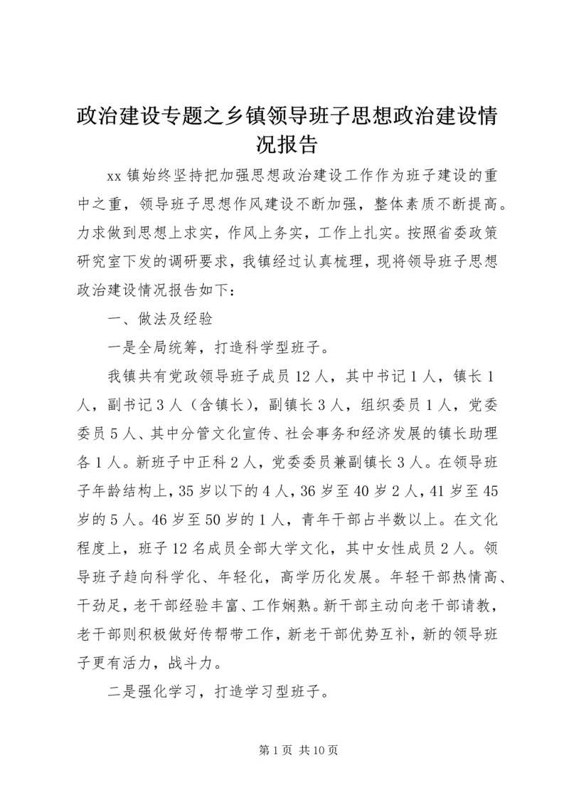 政治建设专题之乡镇领导班子思想政治建设情况报告.docx