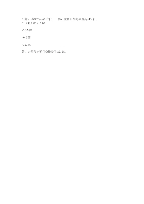 武汉市乔口区六年级下册数学期末测试卷及参考答案.docx