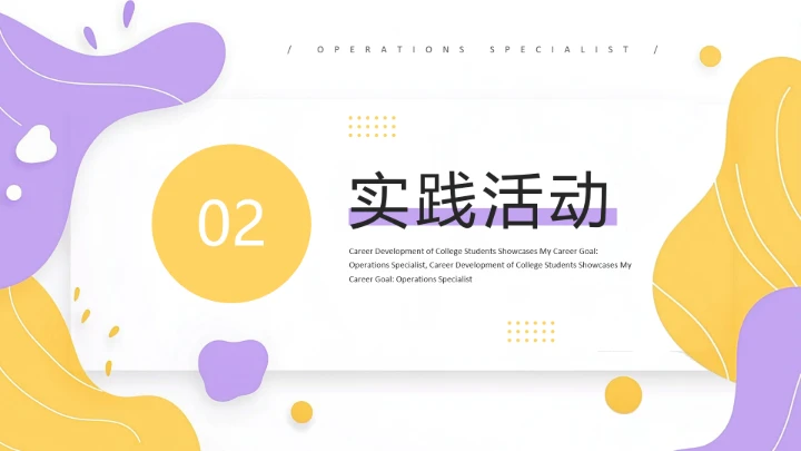 紫黄色扁平风通用版大学生职业生涯发展展示职业生涯规划(运营方向)PPT