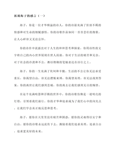 祈祷海子的感言