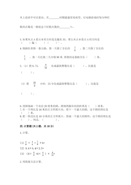 人教版六年级上册数学期末测试卷带答案（b卷）.docx