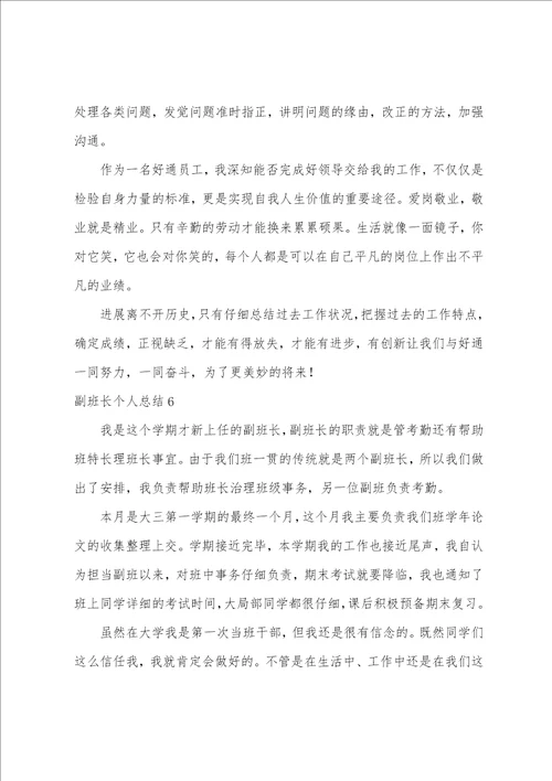 副班长个人总结