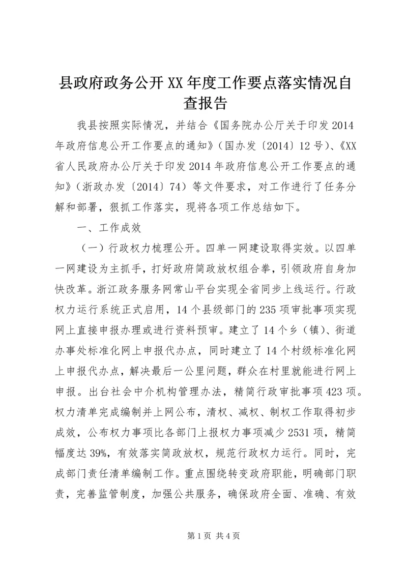 县政府政务公开XX年度工作要点落实情况自查报告.docx