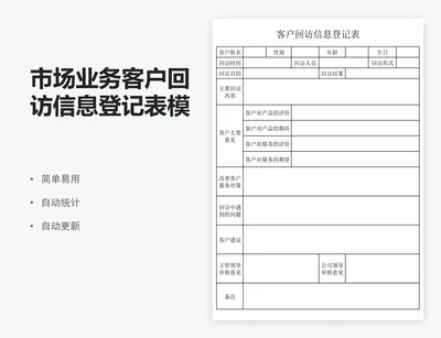 市场业务客户回访信息登记表模版