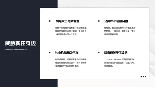 深蓝色科技简约风网络安全意识教育宣传PPT模板