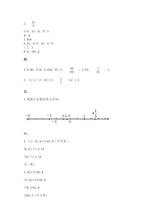 小学六年级数学毕业试题附答案【精练】.docx