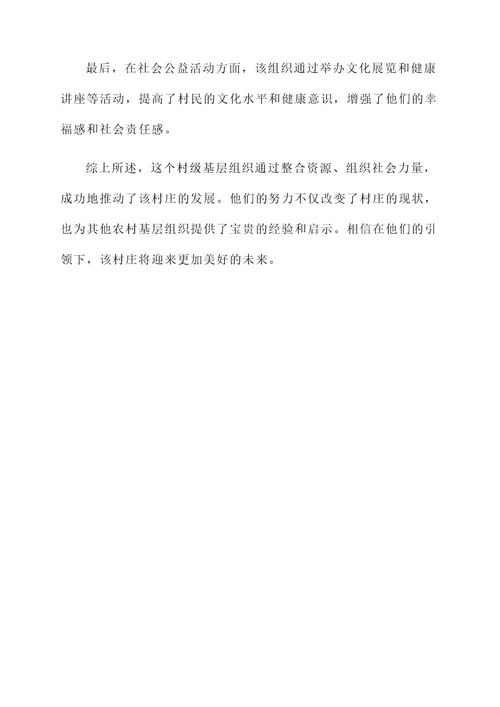 村级基层组织先进事迹