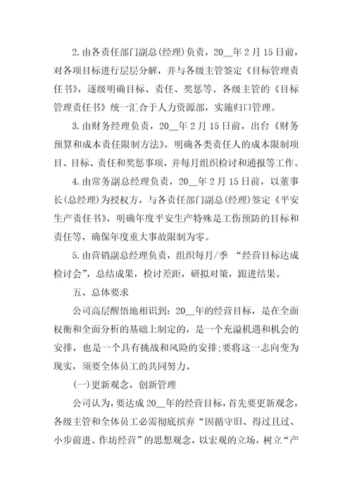 公司年度经营管理计划书