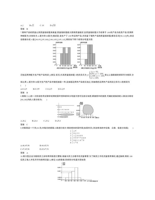 §11.4-抽样方法与总体分布的估计(试题部分).docx