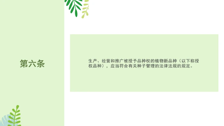 普法全文学习2025年4月新修订《中华人民共和国植物新品种保护条例》PPT课件