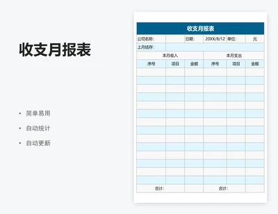 收支月报表