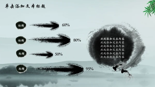 唯美水墨竹子中国风动态PPT模板