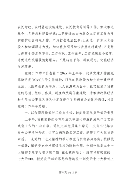 对党建工作的评价表.docx