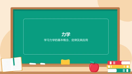 橙色插画风初中物理课件通用PPTPPT模板