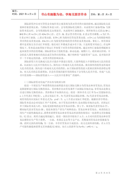 房地产价格论文-国际游资冲击对我国房地产价格影响探析.docx