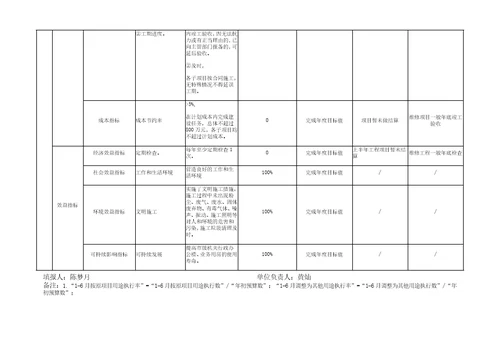 项目支出绩效目标执行监控表