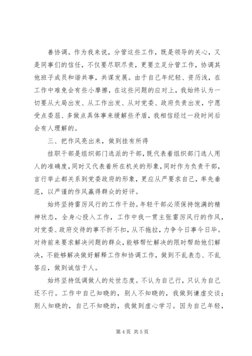 乡镇挂职干部工作总结及心得体会.docx