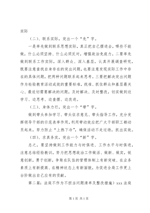 不作为不担当自查清单及整改措施马素文.docx