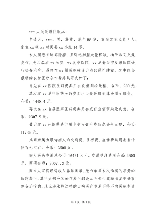 大病救助申请书(2).docx