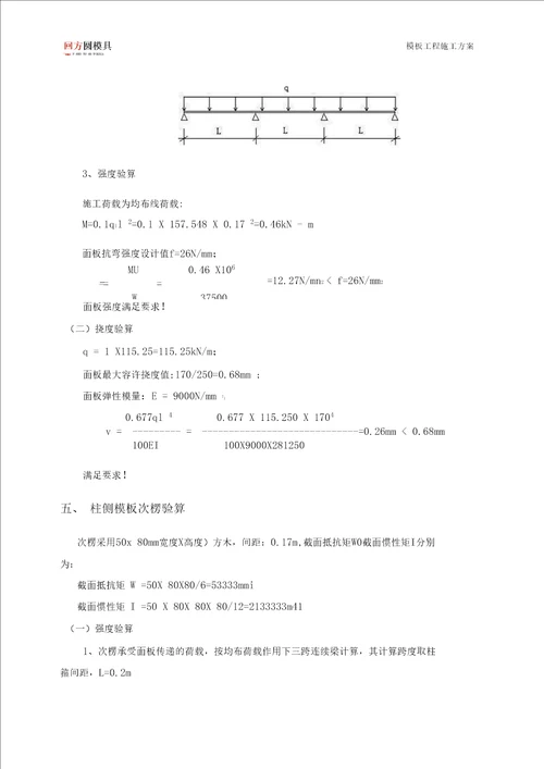 方圆柱模板工程方案计算书