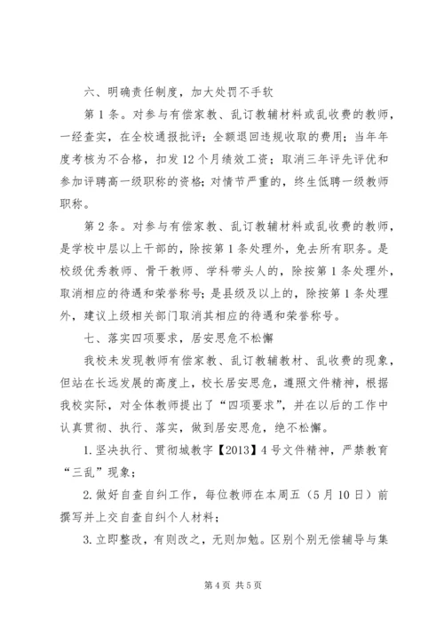 学校乱收费自查自纠汇报材料.docx