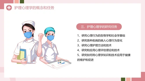 粉色创意简约风护理心理学PPT模板